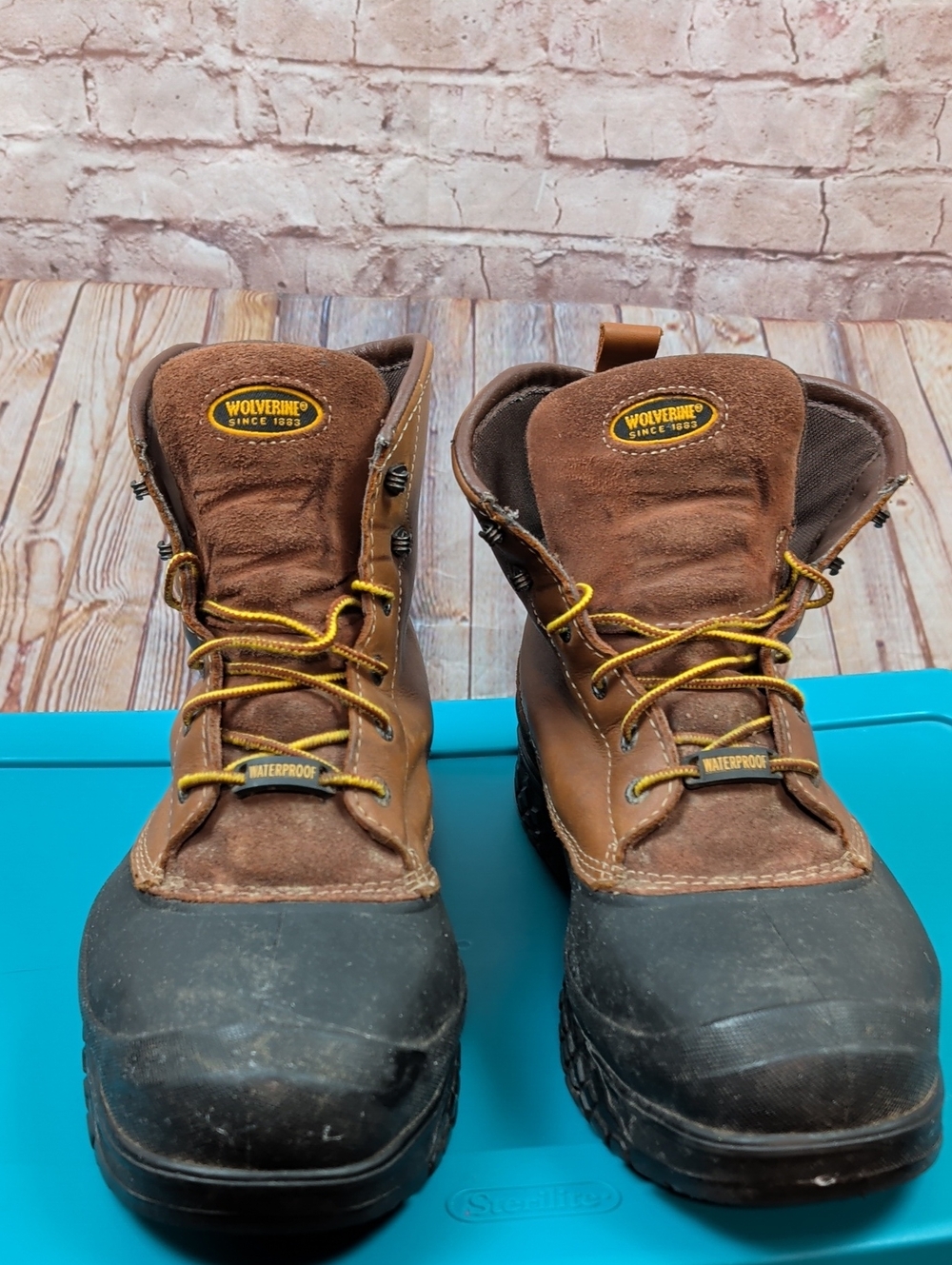Wolverine Brown and Black Waterproof Steel Toe Men's Work Boots Size 13